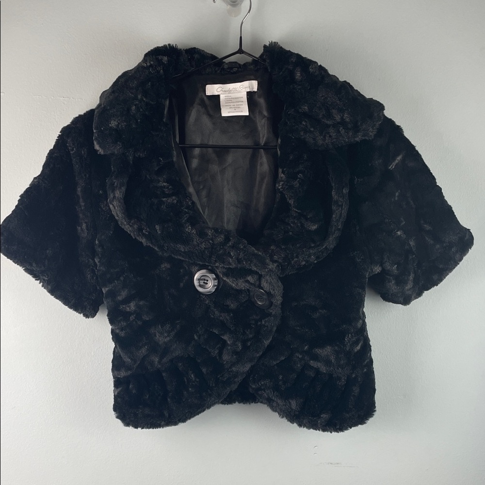 Charlotte Russe Black Faux Fur Cropped Jacket